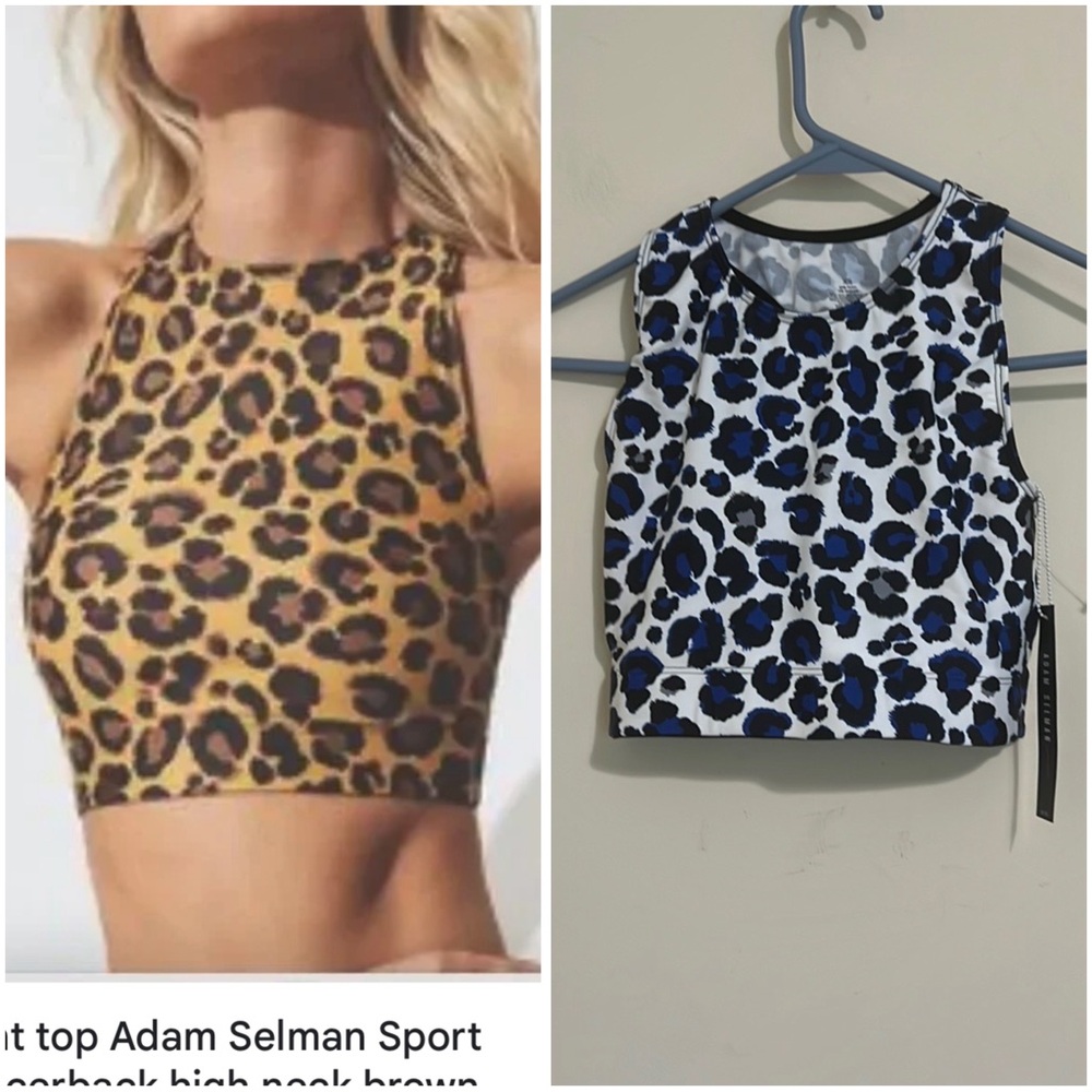 NEW Adam Selman Blue & Black Leopard Print sports bra size XS